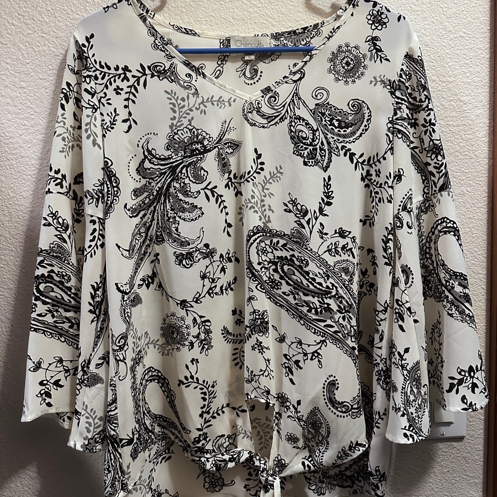 Chenault Black and White Paisley Blouse